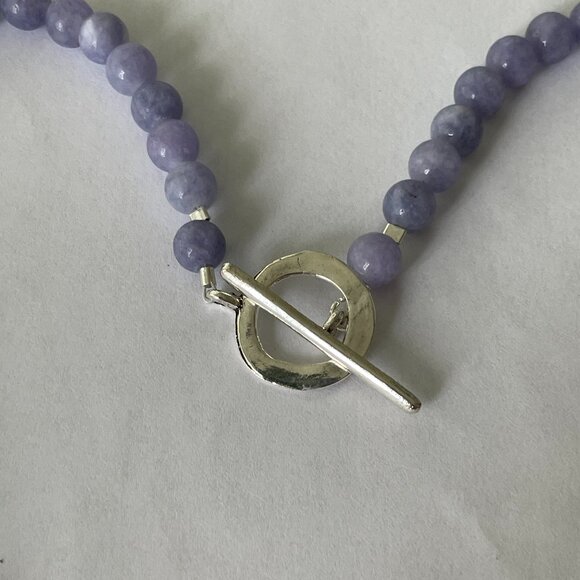 Amethyst Pendant Aquamarine and Agate Beads Necklace and Pierced Earring… - Picture 7 of 7